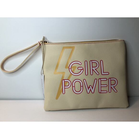 Sophia Joy Wristlet Purse Makeup Bag Vanilla Conair Girl Power Zip Close 7x9 In - Picture 1 of 4